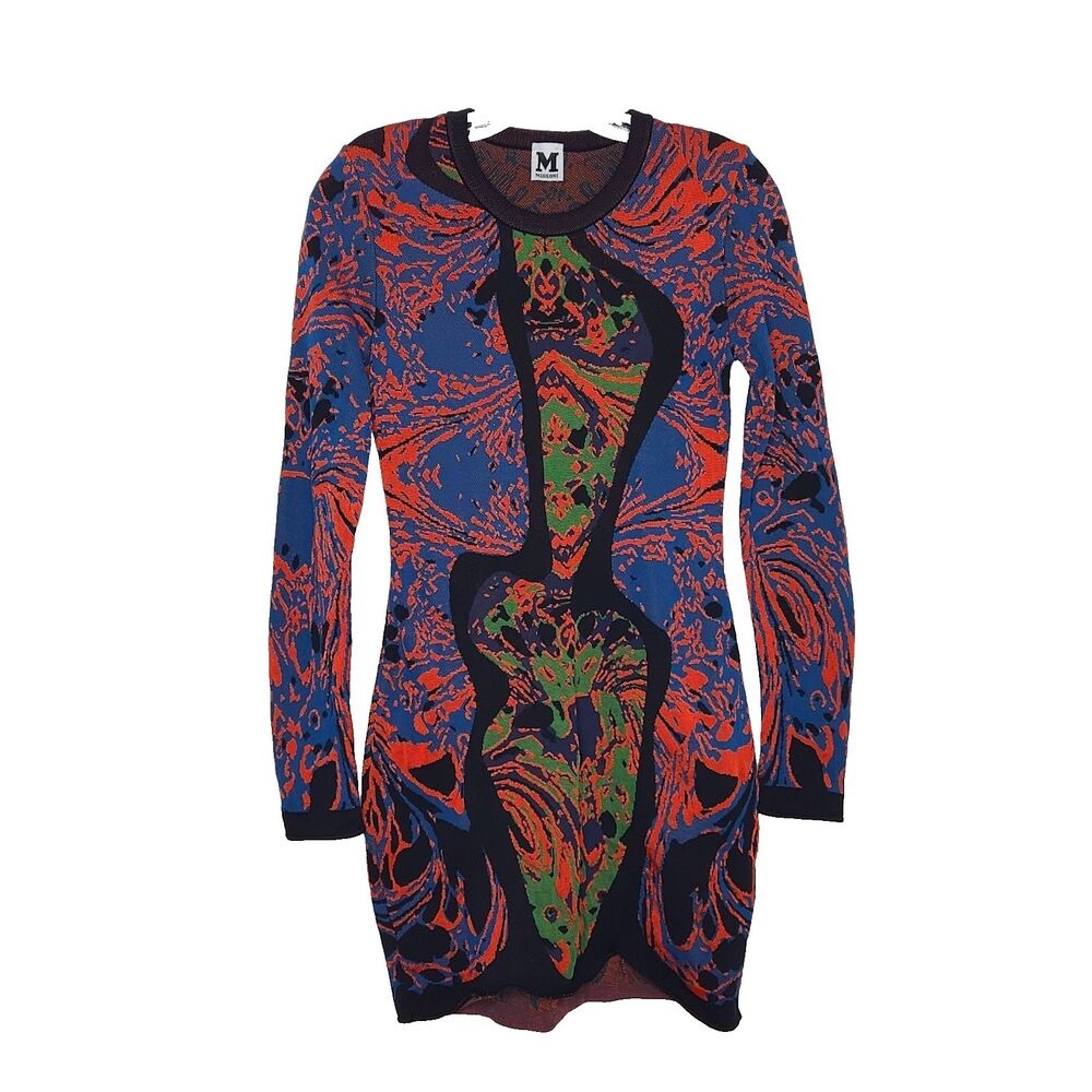 M by Missoni Sweater Dress Long Sleeve Womens Size 42 US M Multicolor Artsy